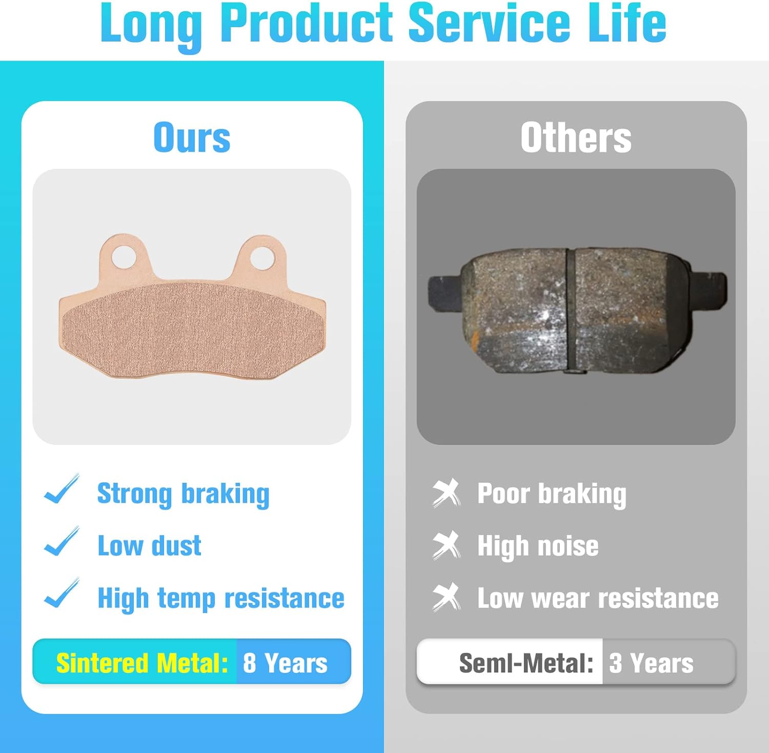 Front Left & Right Brake Pads Sintered for Kawasaki Teryx Teryx4 750/800 2008-2023, Brute Force 650/750 2005-2023 715500336, 715500335, 43082-0022, 43082-0023 - 2 Set