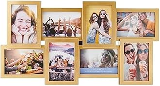 Melannco 8 Opening Photo Collage Frame, Displays Four 4x6 and Four 6x4 Inch Photos, Gold, 23.23x11.22x0.98 Inch