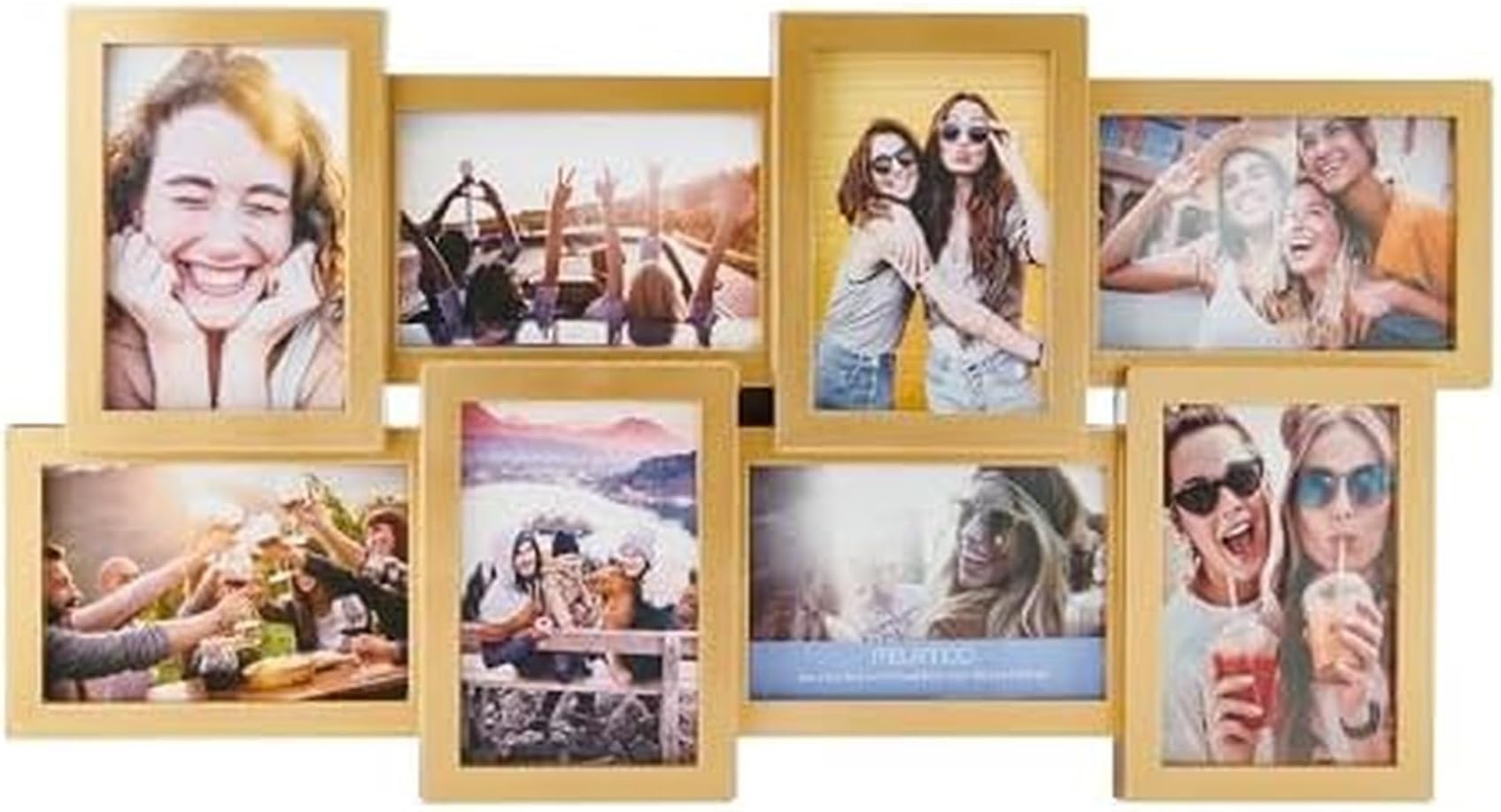 Melannco 8 Opening Photo Collage Frame, Displays Four 4x6 and Four 6x4 Inch Photos, Gold, 23.23x11.22x0.98 Inch