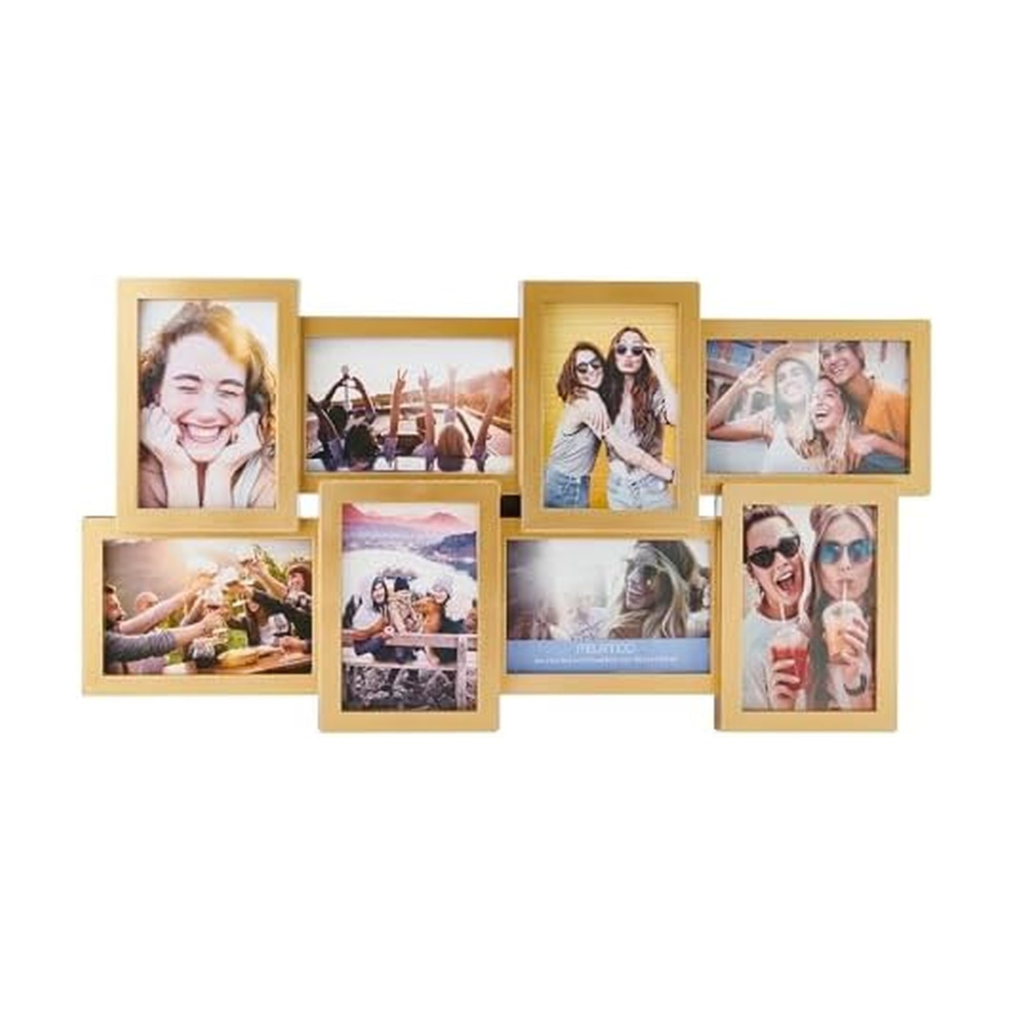 Melannco 8 Opening Photo Collage Frame, Displays Four 4x6 and Four 6x4 Inch Photos, Gold, 23.23x11.22x0.98 Inch