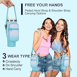 GOEWY Water Bottle Carrier Bag for Stanley 40oz Tumbler with Phone Pocket Water Bottle Holder with Strap Neoprene Water Bottle Pouch for Stanley Cup Accessories