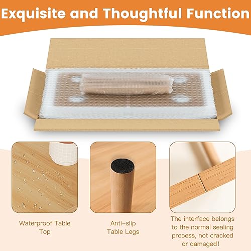 Miniatura 6 de Mesa auxiliar baja con patas de madera maciza, mesa auxiliar ovalada pequeña, mesa auxiliar para sentarse en el suelo, muebles de almacenamiento y