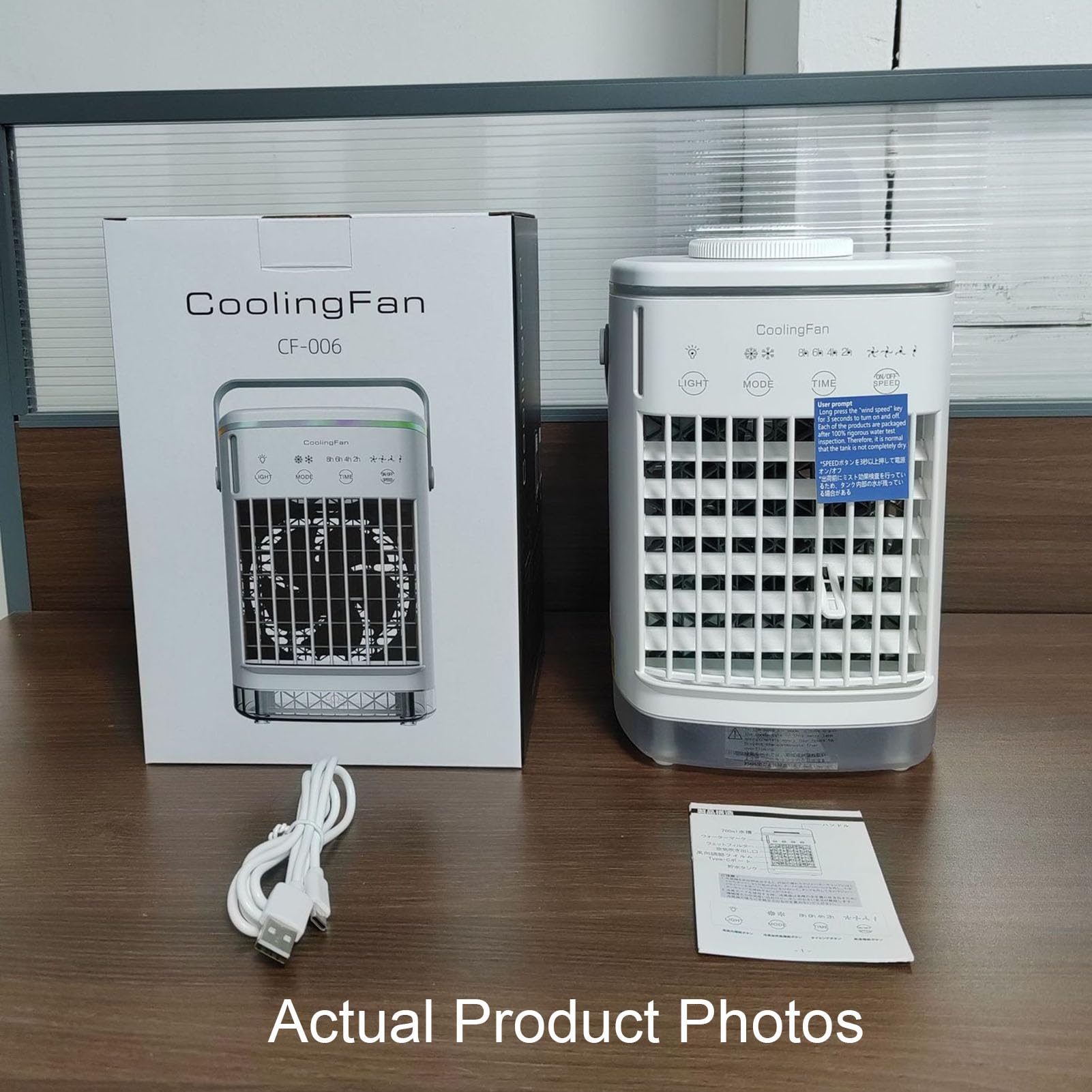 Raffrescatore Evaporativo,Mini Raffrescatore da Tavolo,Timer, 2-modalità,4-velocità di Ventilazione,capacità 700ML,Facilità di Trasporto,per Casa Ufficio Camere