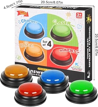 Buzzers For Trivia Games Learning Minds Answer Buzzers For Quizzes Set Of 4 Game Show Buzzers Personalized Sound Buzzers For Family Game And Trivia Nights Classroom Accessories