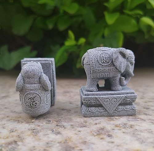 Miniatura 3 de livelyfish Un par de estatua de elefante, figura de acuario para perros foo, escultura FengShui para decoraciones de peceras pequeñas de 10 galones