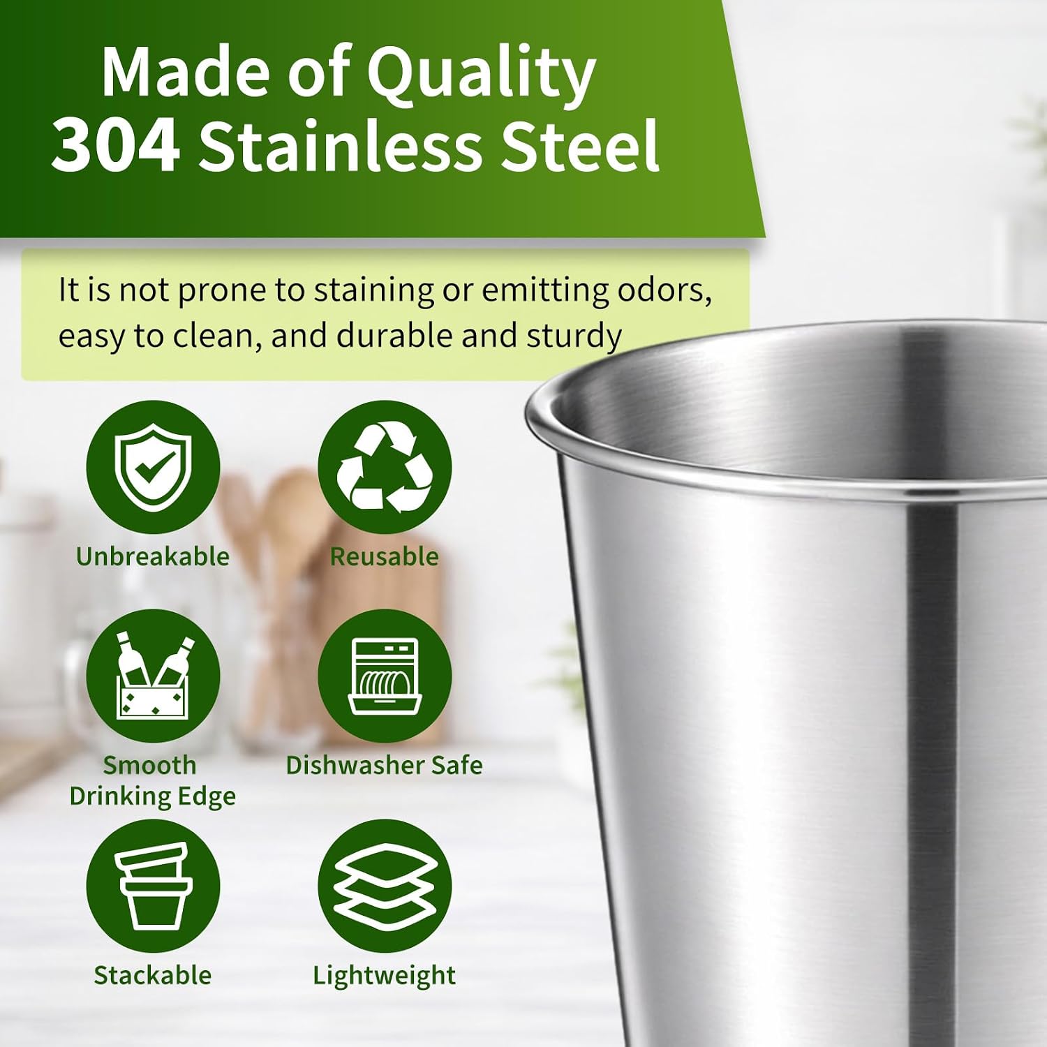 16 Pack Stainless Steel Cup Sets of 8 oz and 16 oz, Stackable Metal Cups for Drinking, Camping, Bar, Home, Restaurant