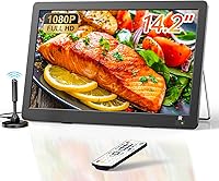 DESOBRY 14.2" 1080P Portable Rechargeable TV with Antenna, HDMI USB AV Inputs - Perfect for Camping RV Kitchen Bedroom