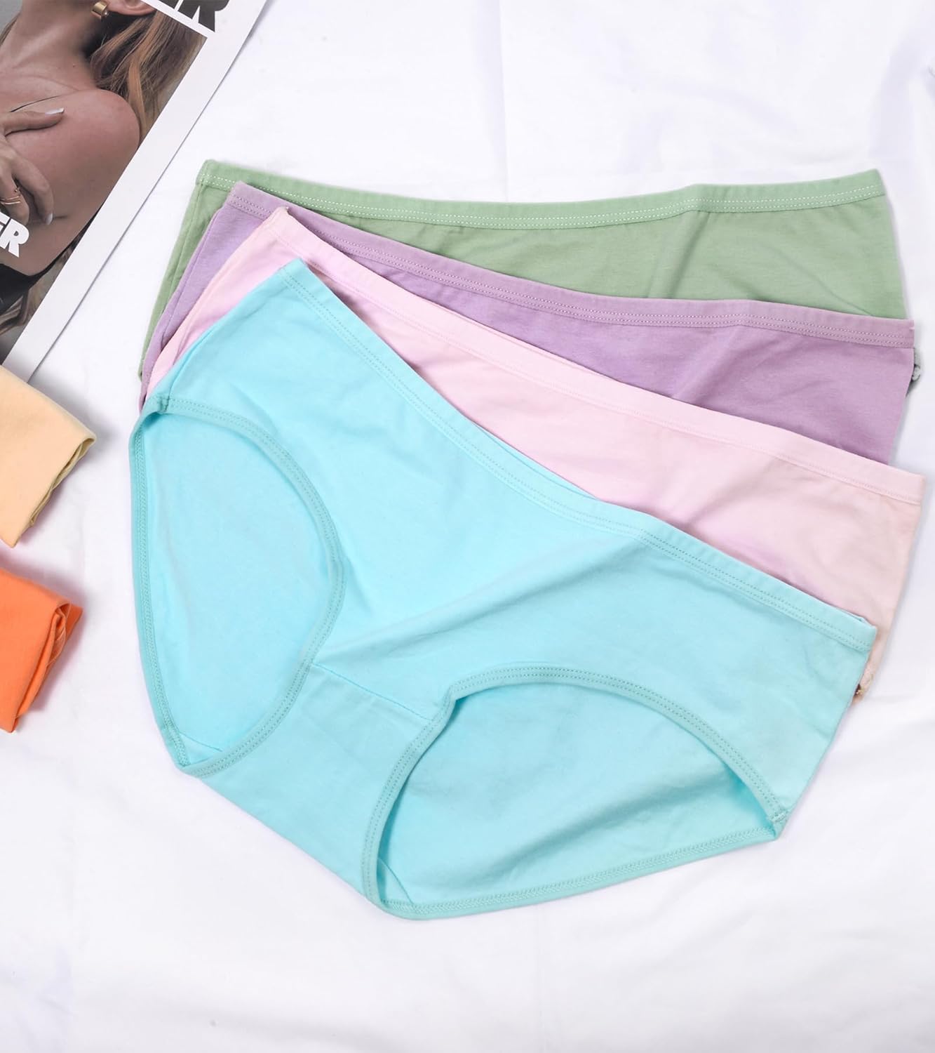 OLIKEME Womens Underwear Cotton Hipster Panties Low Rise No Show Briefs Soft Stretch Breathable Ladies Panties 6 Pack - Image 2