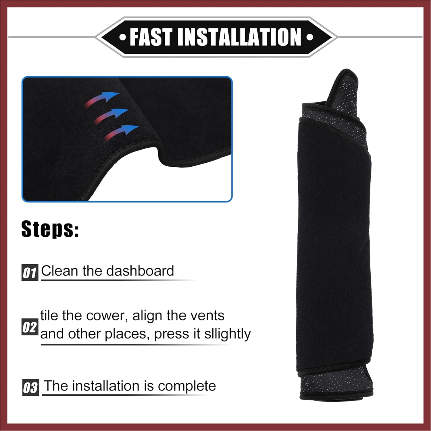 Dashboard Cover Compatible for Toyota Camry 2002-2006, Non-Slip Polyester Black Dash Cover Mat Dash Board Protector Cover Replace Parts