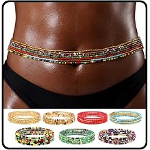 ELABEST Afrika Bel Boncuklar  Zincir Katmanl  G bek V cut Zinciri Plaj 7 Paket Bel Tak  Kad nlar i in V cut Aksesuarlar , 31.4 Inch Pack of 7