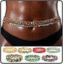 ELABEST African Waist Beads Chain Layered Belly Body Chain Beach 7Pack Waist Jewelry Body Accessories for Women