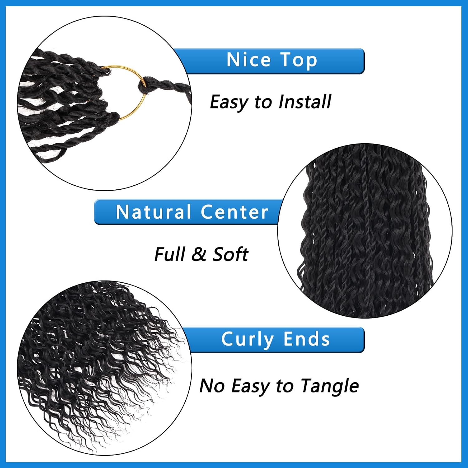 ZRQ 9 Packs Senegalese Twist Crochet Hair Boho Island Twist Crochet Black Hair 18 Inch Pre Looped Synthetic Braiding Hair with Curly Ends for Black Women
