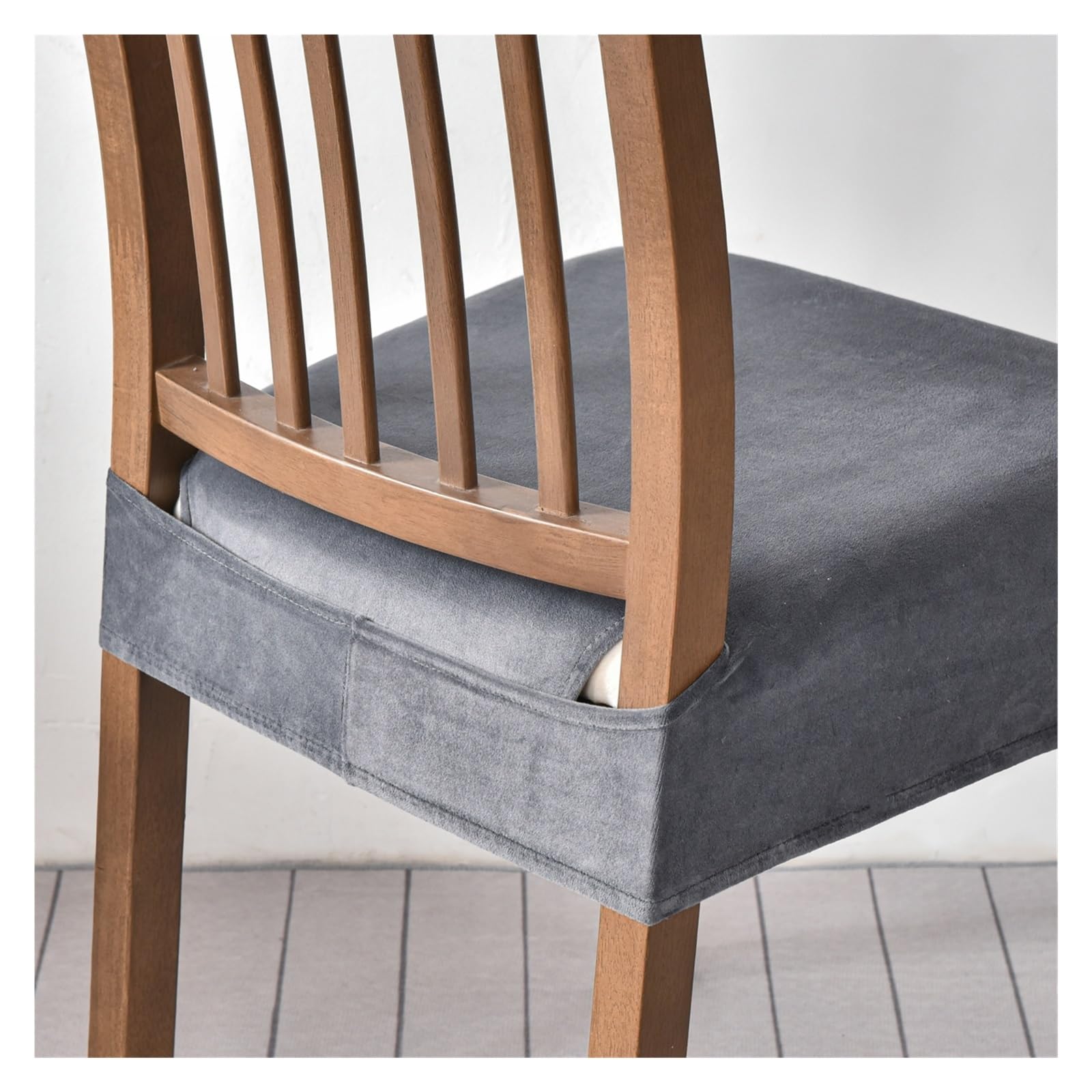 Stuhlhussen 6er Set Universal Stretch Stuhlhussen Moderne Samt Husse Abnehmbare Stuhlbezug Stuhl Abdeckung Esszimmer überzug Spannbezug,für Bankett Deko und Hochzeit Partys ( Color : Dunkelgrau , Size
