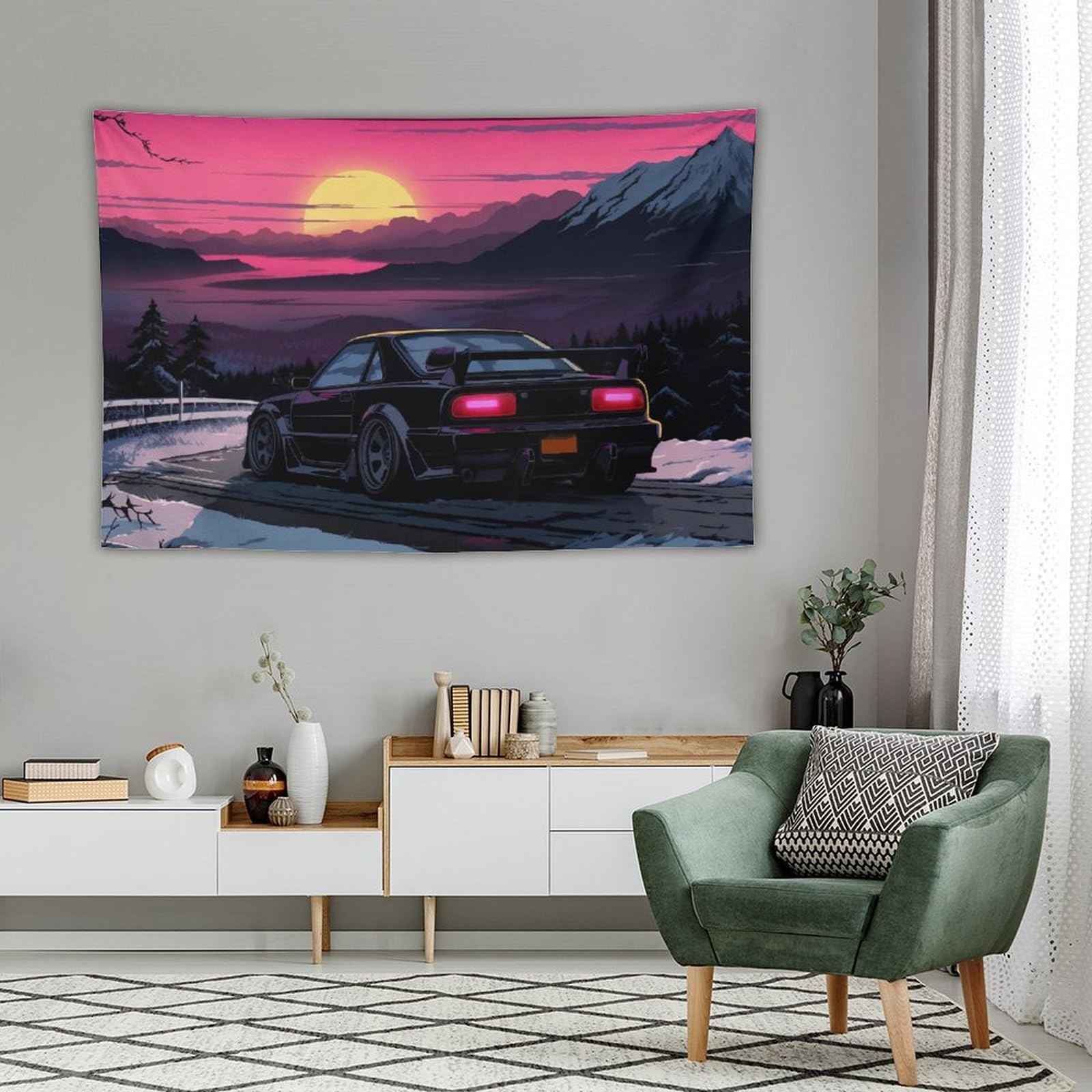 Amazon.com: QEOPGNE Car Wall Tapestry Car Flag Wall Art Anime