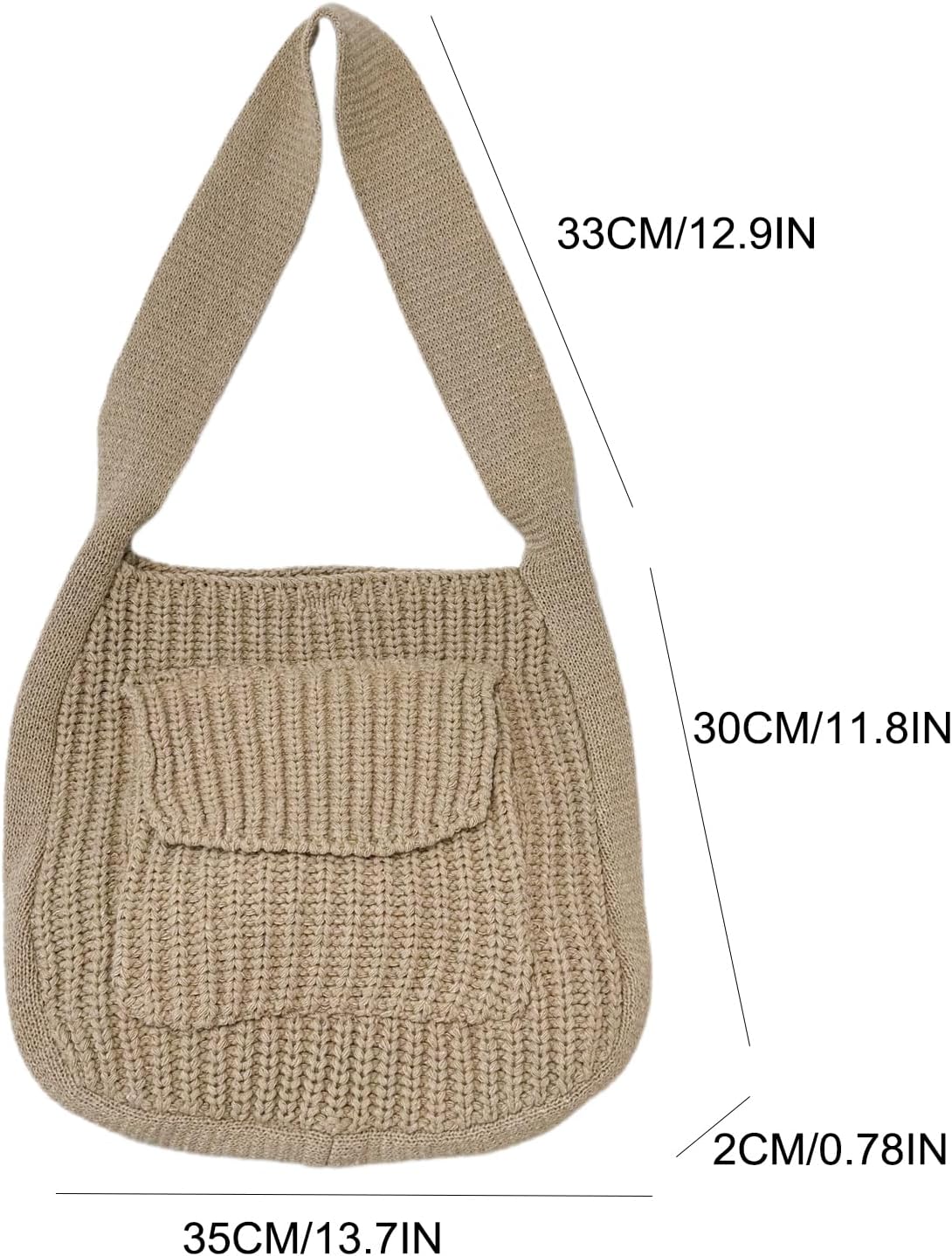 ENBEI Women's Crochet Tote Bag Knit Shoulder bag, Beach Bag, Cute Eco-Friendly Handmade Tote for Shopping, Travel, Daily Use