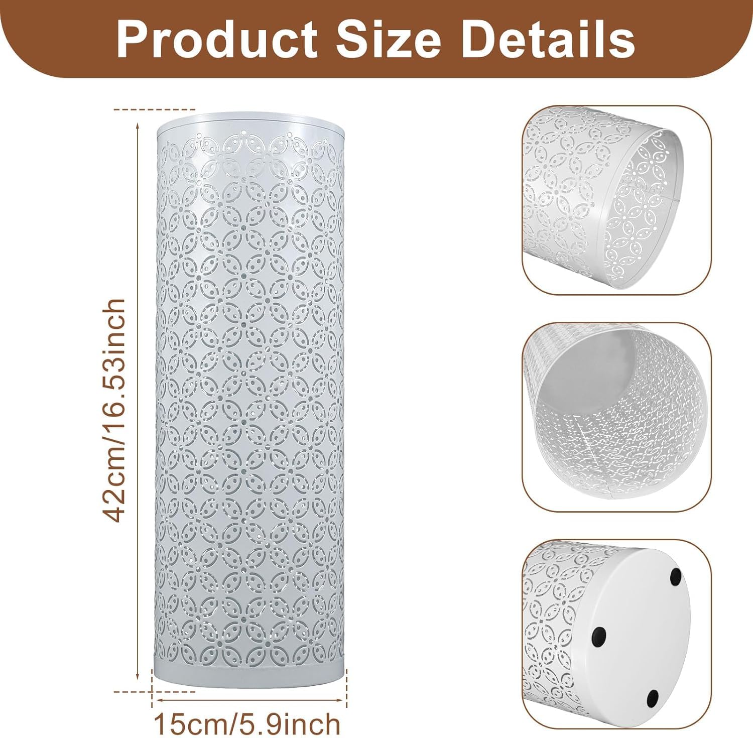 Porte-parapluie En Métal Rond Design Moderne - Support Pour 4 à 8 Parapluies - Antirouille - Pour Entrée, Bureau - 11