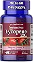 Puritan's Pride Premium Lycopene 20mg, Dietary Supplement for Prostate, Antioxidant, Heart Health, and Overall Health Support, 1 Month Supply, 60 Rapid Release Softgels