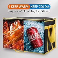 Vista 219 de Bodaon Paquete de 1 bolsas de compras reutilizables aisladas, bolsa enfriadora de picnic XL con cremallera superior para frío, bolsa aislada