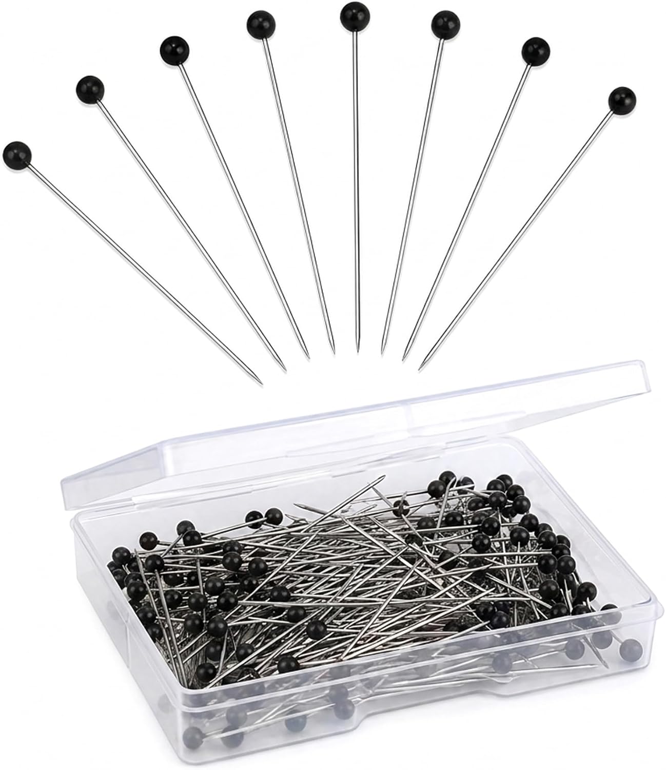 200 Pack Sewing Pins, Straight Quilting Pins with Head for Fabric, Jewelry, DIY Craft Sewing Project (200, Black)