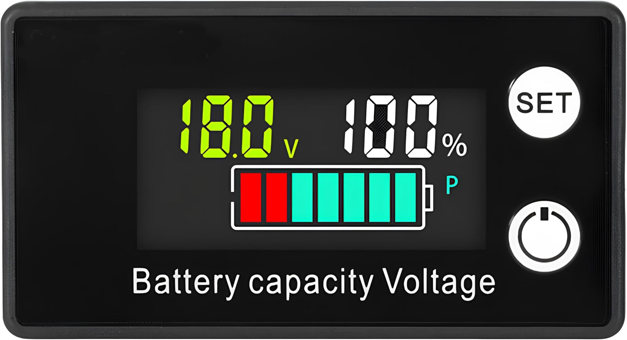 Shockley Battery Monitor 8-100V Digital Battery Capacity Tester, Percentage Level Voltage Battery Capacity Switch Meter LCD Display Marine RV Battery Power Indicator Panel (Model 3 - (1 Pieces))