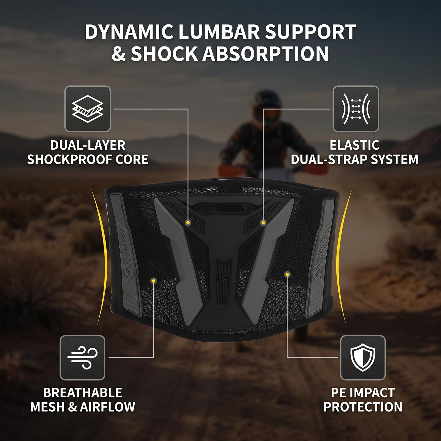 MotorBike Kidney Protection Belts,Shockproof Adjustable Long Distance Rider Motorcycle Kidney Belt Back Support Belt for Off Road Riding