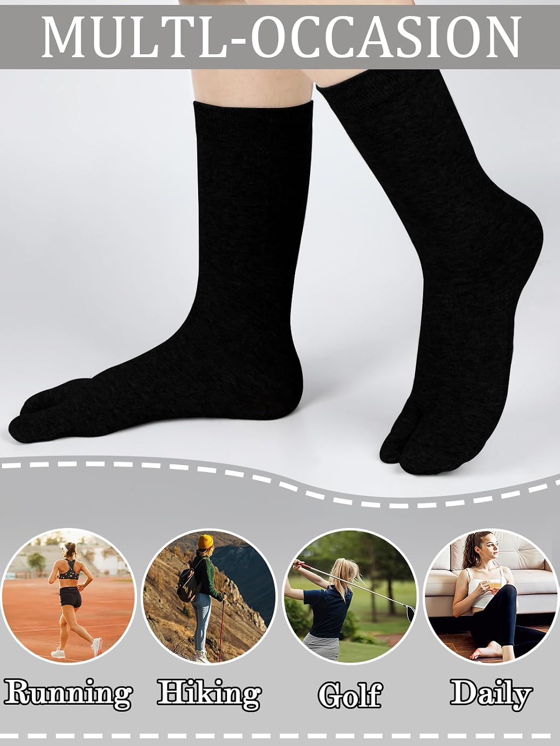 6 Pairs Japanese Toes Separated Socks for Men Women Unisex