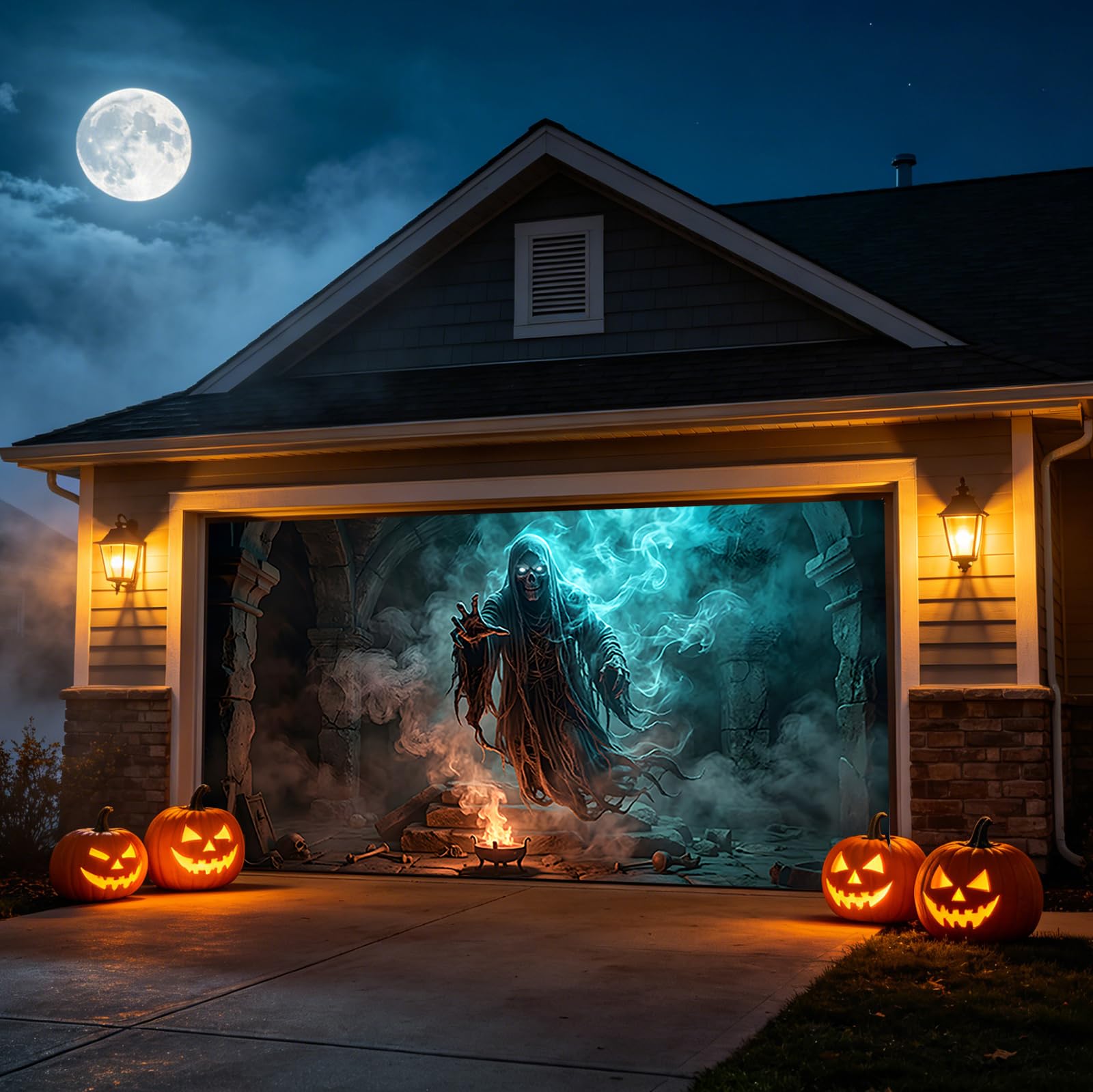 Brama garażowa Halloween baner horror, dekoracja ogrodowa na