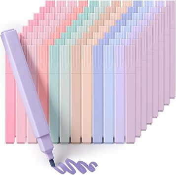 144PCS Aesthetic Highlighters Bulk, Assorted Color No Bleed Chisel Tip Bible Pens, Cute Soft Colorful Marker Pens, Glitter Book Highlighters for Journal Planner Notes Classroom Office Supplies