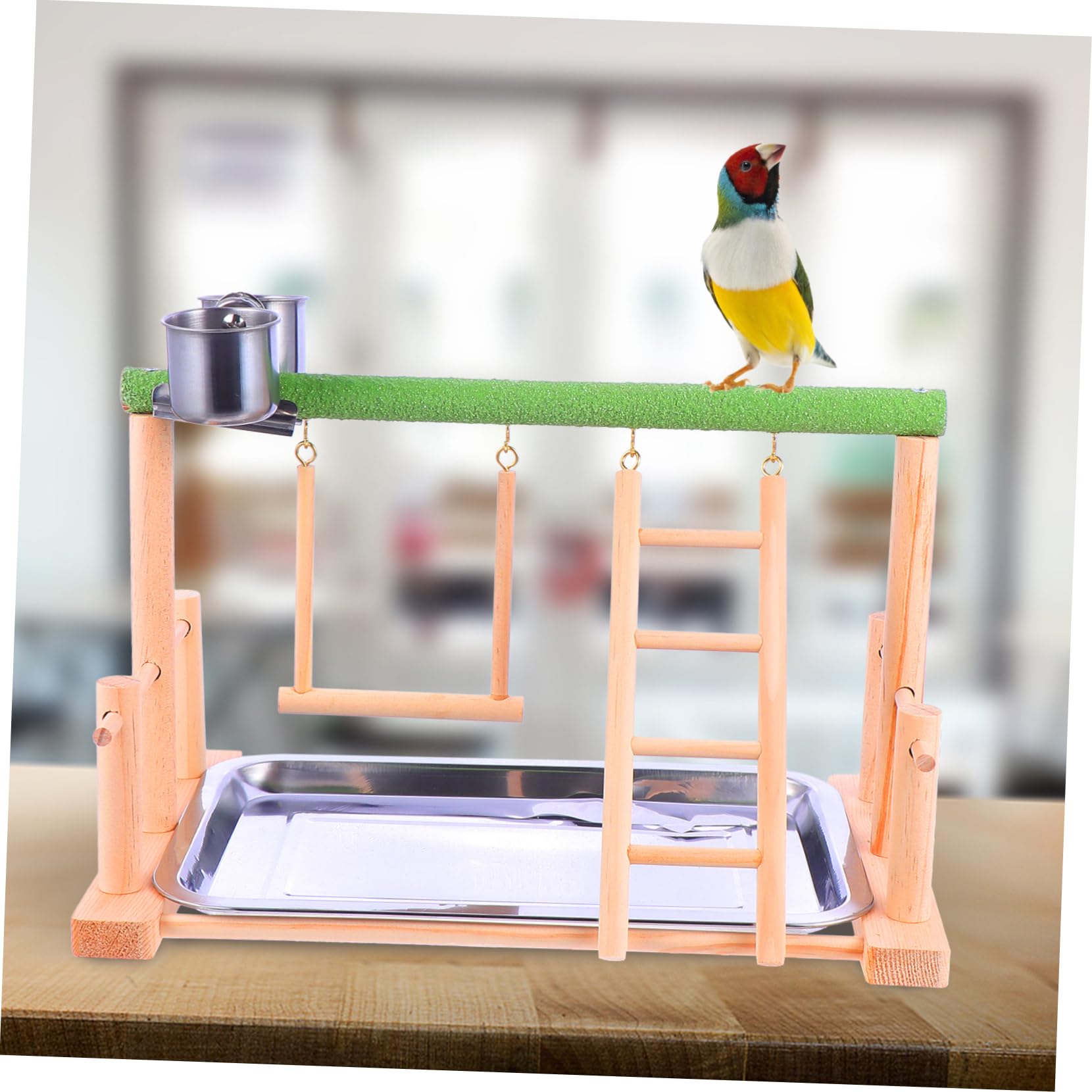 Toddmomy Plataforma De Juguetes para Pájaros Percha De Madera Columpio para Pájaros Juguete De Escalera para Casa