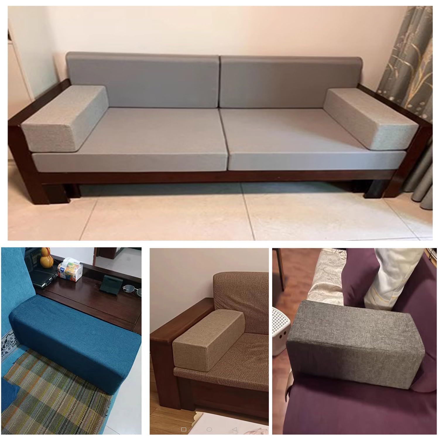 Cuscino cilindrico per bracciolo del divano, cuscino di supporto per bracciolo del divano, letto lungo, riempitivo per spazi vuoti, per materasso (15 x 15 x 50 cm, beige)