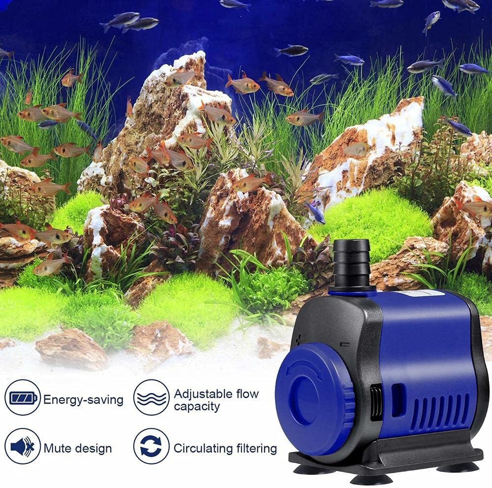 Water Pumps, Parts & Accessories Ultra Silent Submersible Aquarium Water Pump for Fish Tank Fountain Garden Pond Rockery Adjustable Water Filter Pump 1500L/h