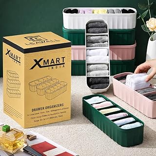 XMART INDIA Drawer Organizers for Underwear, Socks, Bras, Ties, Undergarments, and Scarves - Closet Storage Dividers for H Price In India