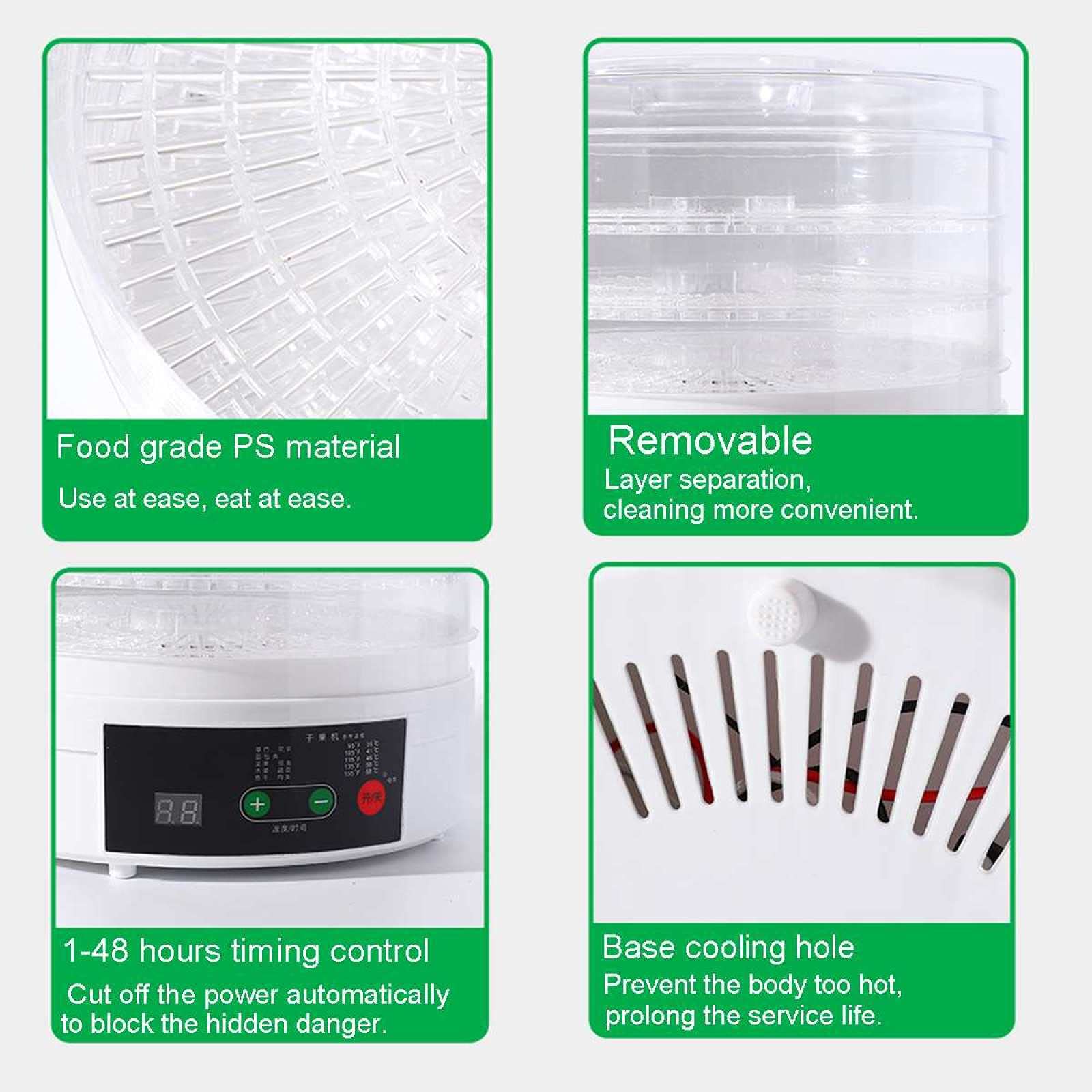 Essiccatore Elettrico Per Frutta E Verdura 350w, Con Display Digitale Della Temperatura, Essiccatore Per Frutta In Vassoio 5 Strati, Essiccatore Per Alimenti E Carne, 30x26,5x26,5cm