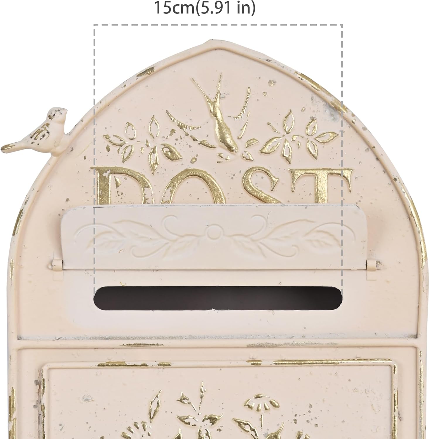 BIG FORTUNE Wall Mount Mailbox for House Outside Vintage Metal Door Mailbox Antique Style Nostalgic Charm Home Decor Garden Vintage English Cottage Decor (Pink)