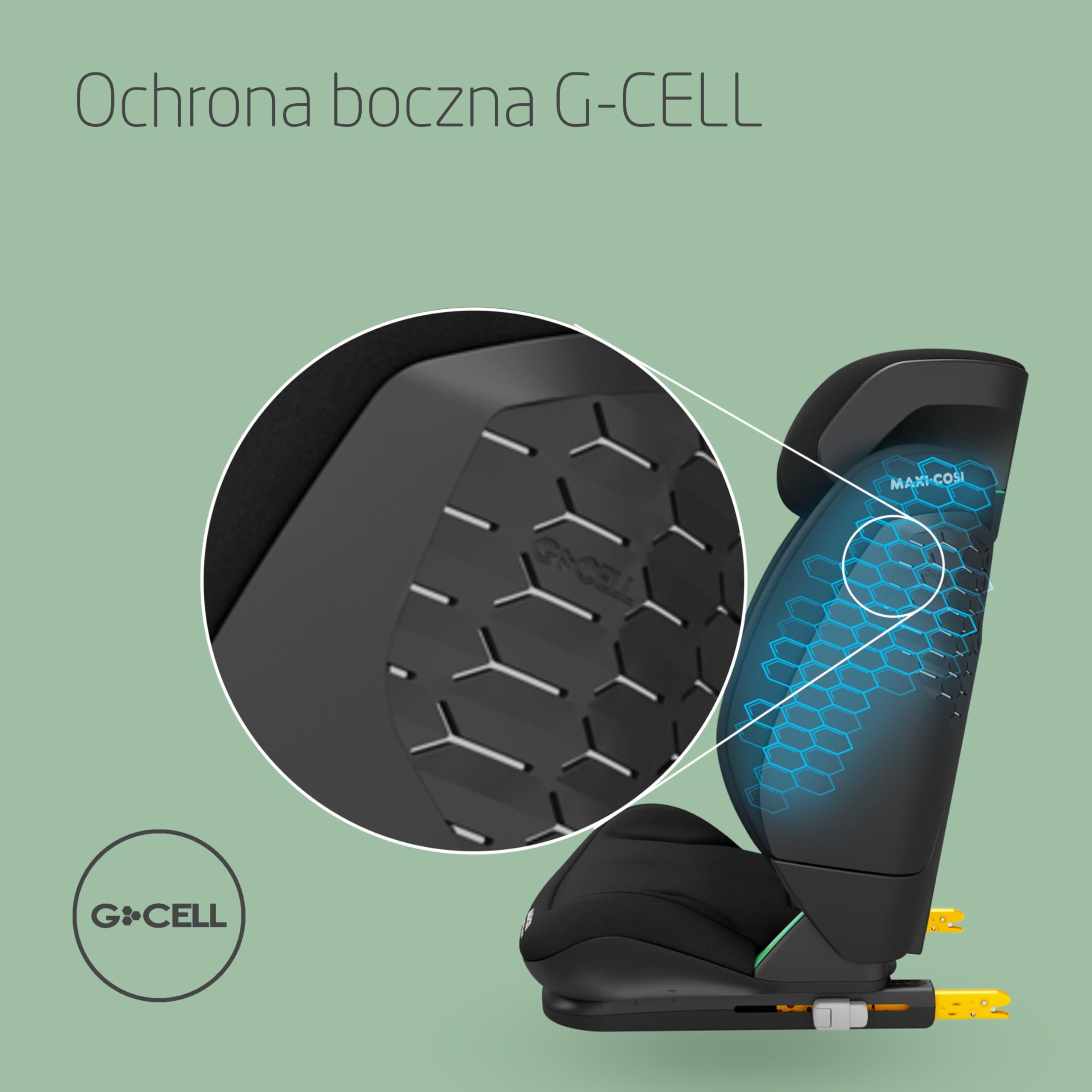 Maxi-Cosi RodiFix S Comfort i-Size, komfortowe materiały przepuszczające powietrze, regulowany fotelik samochodowy, 3,5–12 lat (100–150 cm), 3 pozycje odchylania, G-CELL, AirProtect, Authentic Black