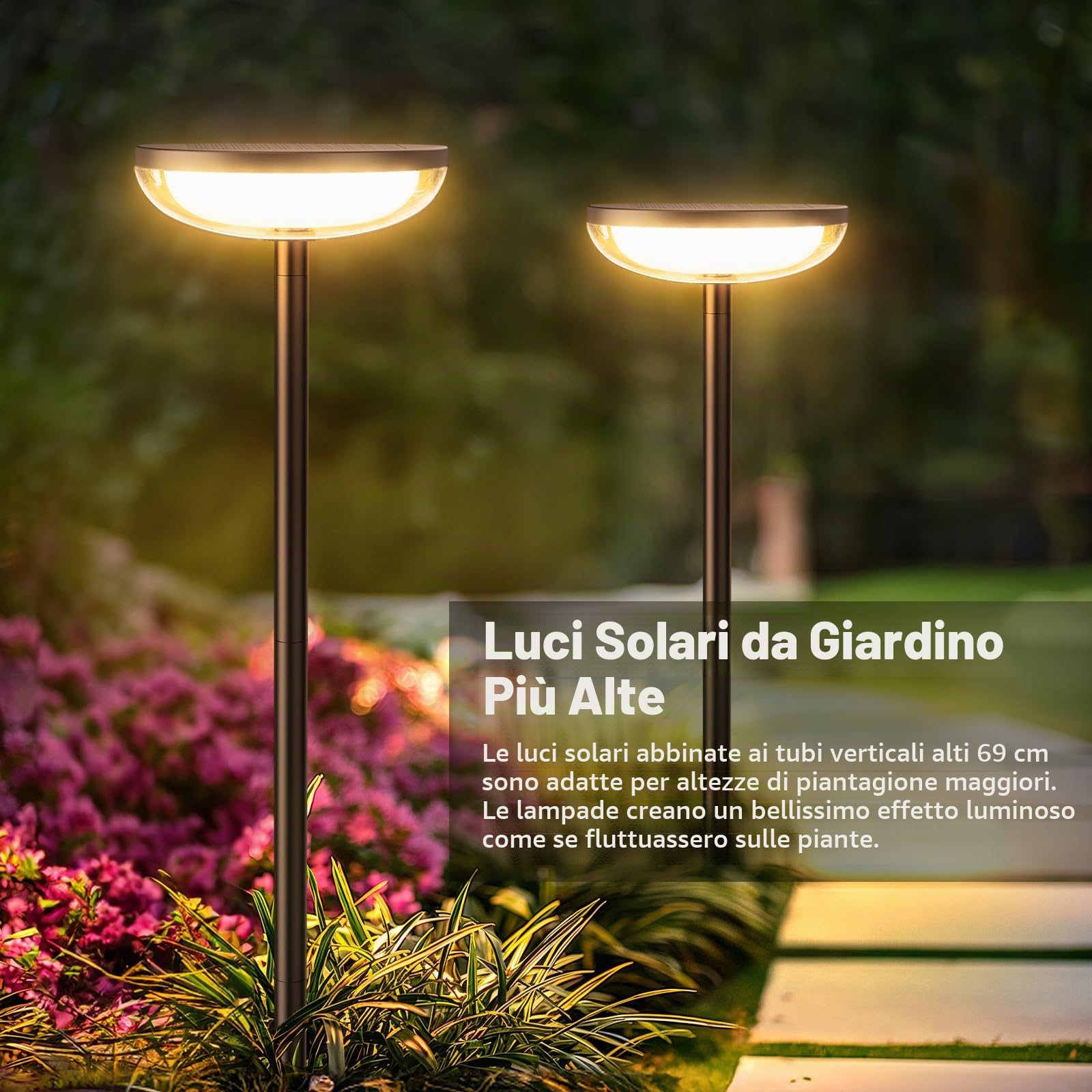 GEARLITE Lampade solari per esterni da giardino, 4 pezzi, luce bianca calda, per esterni, con batteria da 1000 mAh, 40 lumen, decorazione da giardino extra luminosa con IP65, impermeabile, per esterni