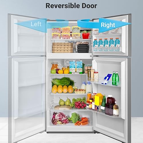 Miniatura 5 de Refrigerador congelador superior de 13.9 pies cúbicos, refrigerador de tamaño completo, 28 pulgadas de ancho, sin escarcha con luz LED, puerta
