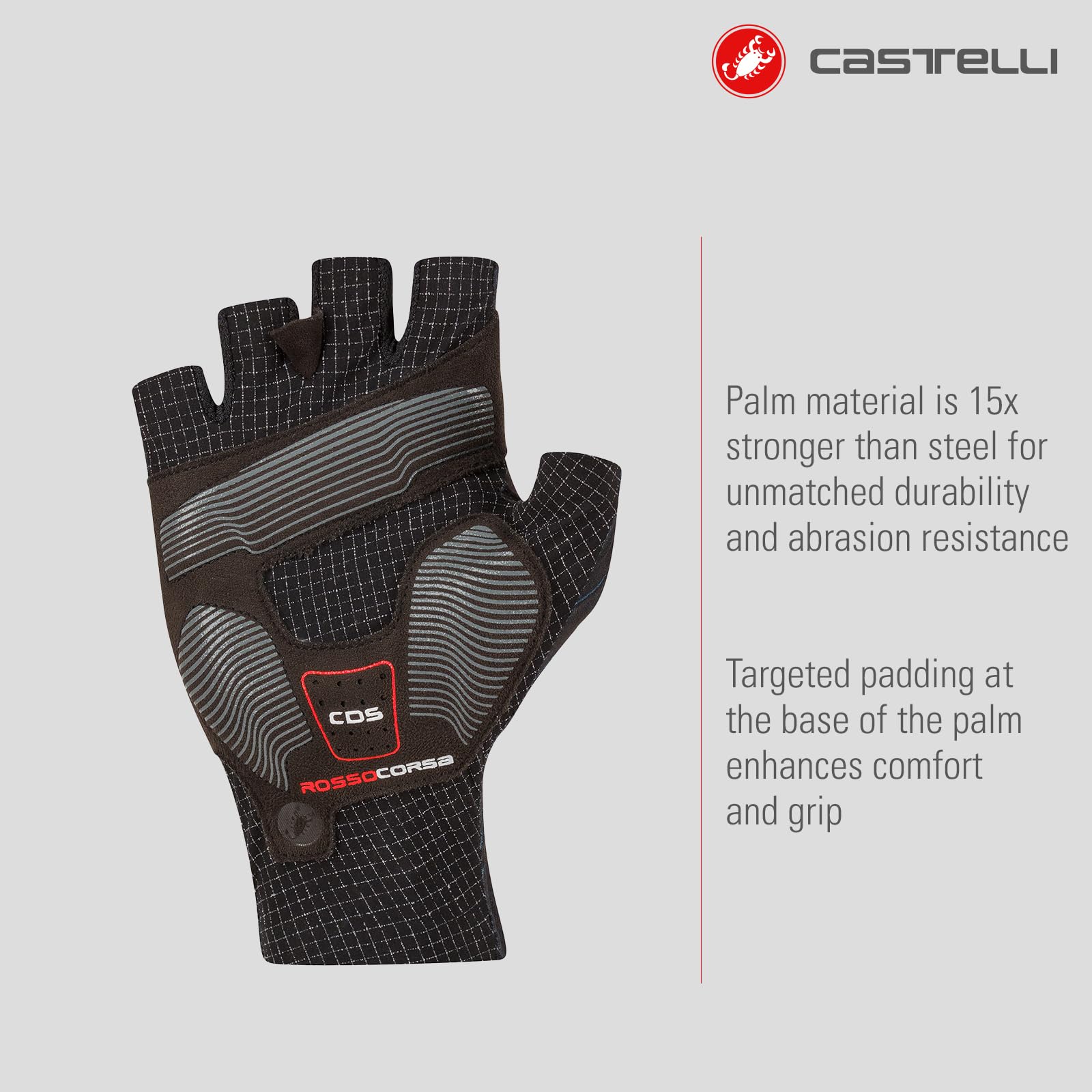 CASTELLI Rosso Corsa Pro Glove, guanti da ciclismo a dita corte con palmo rinforzato per un comfort professionale