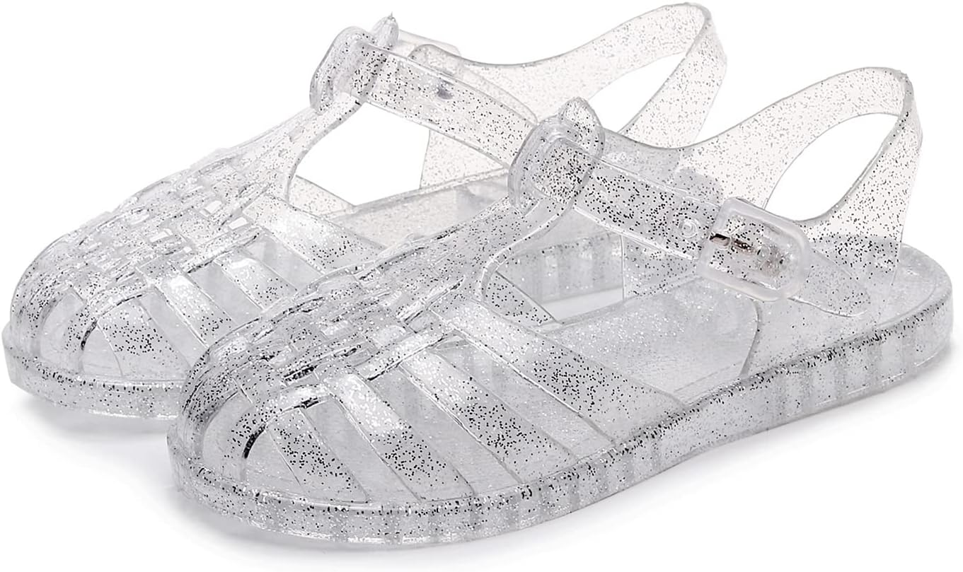 Toddler Girls Jelly Shoes Soft Unisex-Child Boys Jellies Sandals Rubber Sole Closed Toe Beach Summer Mary Jane Kids Princess Dress Flat
