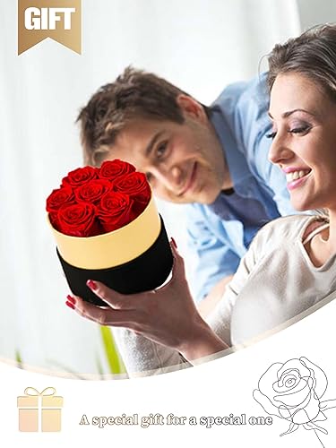 Miniatura 5 de Beaulasting Rosas Preservadas de Larga Duración en una Caja Duran un Año Flores Eternas para Ella Mamá Esposa Aniversario Cumpleaños (Caja Redonda