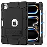 Case for iPad Pro 11 inch Case 2024 (M4), iPad 11 Pro C ase with Pencil Holder, Built-in Stand Shockproof Rugged Protective Cover for iPad Pro 11 inch 5th Gen, Black