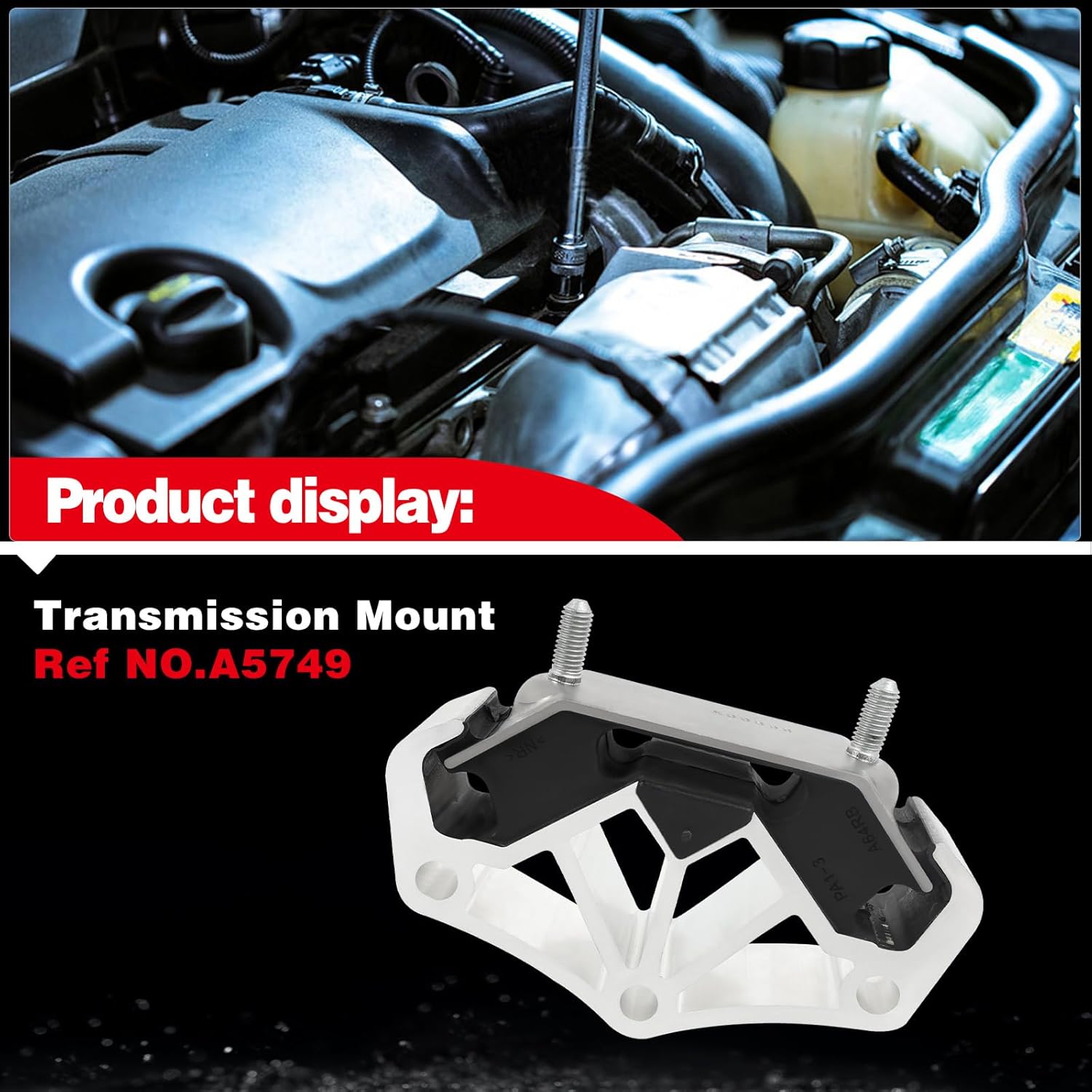 YHDDZH Engine Motor and Transmission Mount Compatible with 2011-2017 Mustang 3.7L V6 Engine & 2011-2022 Mustang 5.0L V8 Engine,Repklace OE A5749 EM4230 3294 BR3Z7E373A BR3Z7E373B 1PCS