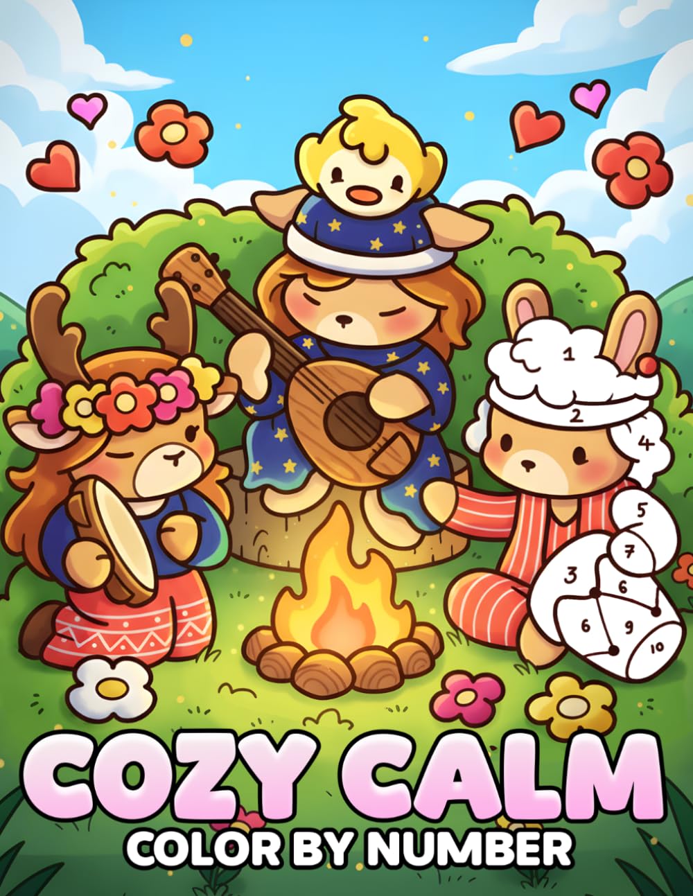 Cozy Calm Color By Number: Cute and Simple Coloring Book for Adults, Teens Featuring Adorable Animal Characters Designed for Relaxation and Stress Relief Step-by-Step