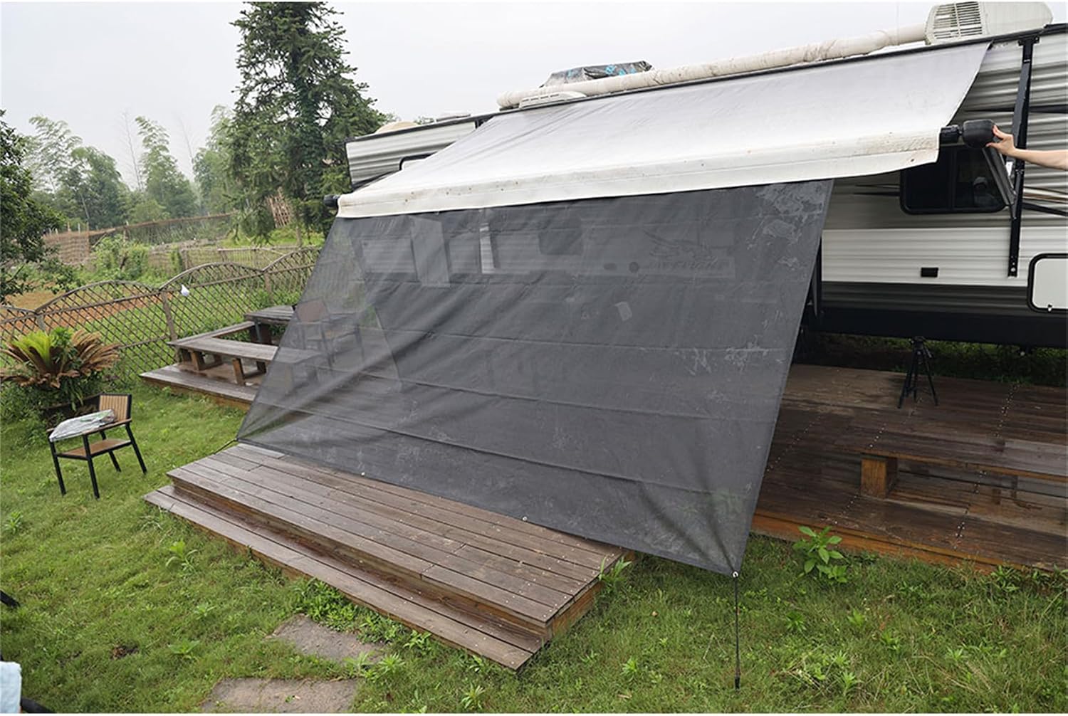 WFLNHB RV Awning Sun Shade Screen 6FT x 19FT 3in Fit for 20FT Awning Mesh Sun Screen Sunshade Motorhome Camping Trailer Awning Shade Black