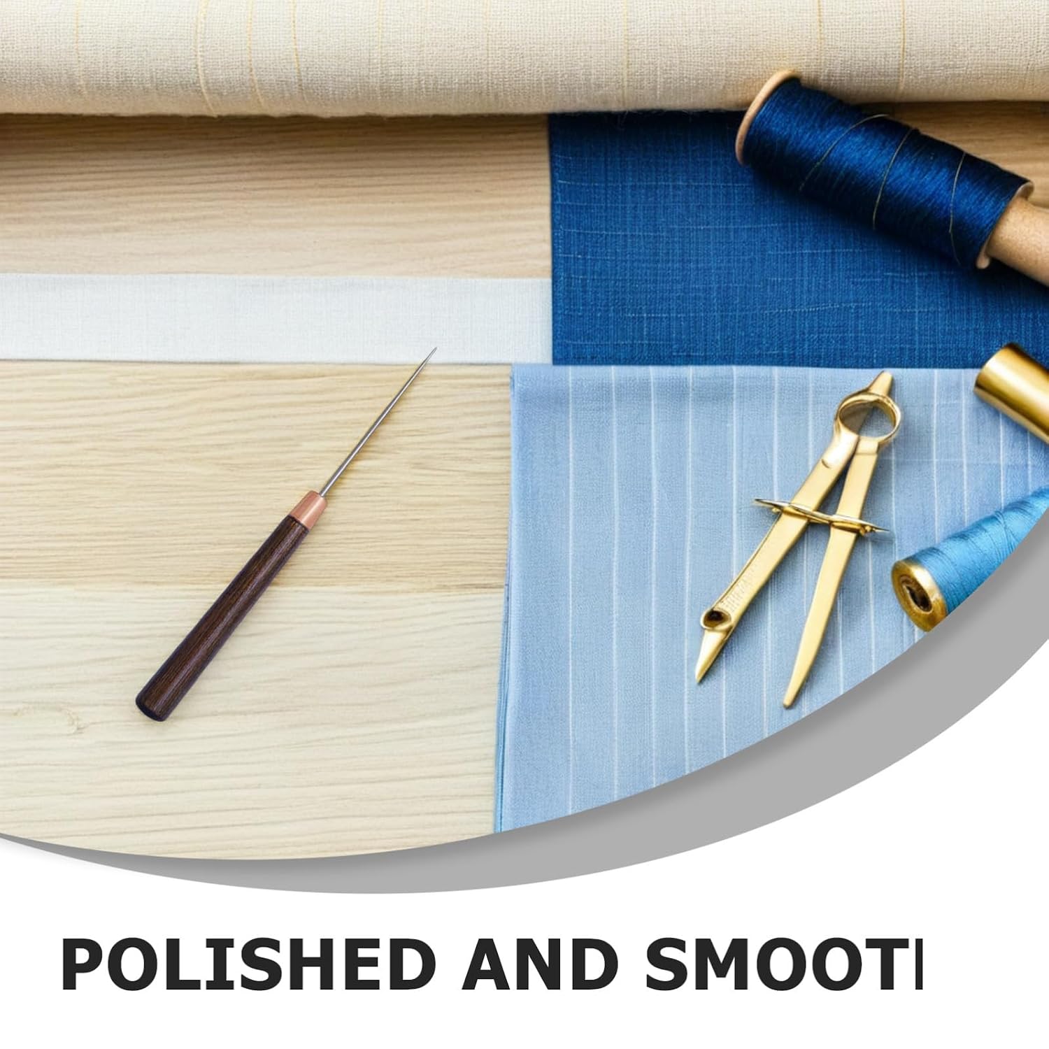 10Pcs Wooden Handle Awl Tool Set for DIY Leather Craft Fine Handle Sewing Awls for Upholstery and Canvas Repair for Home Sewing Projects