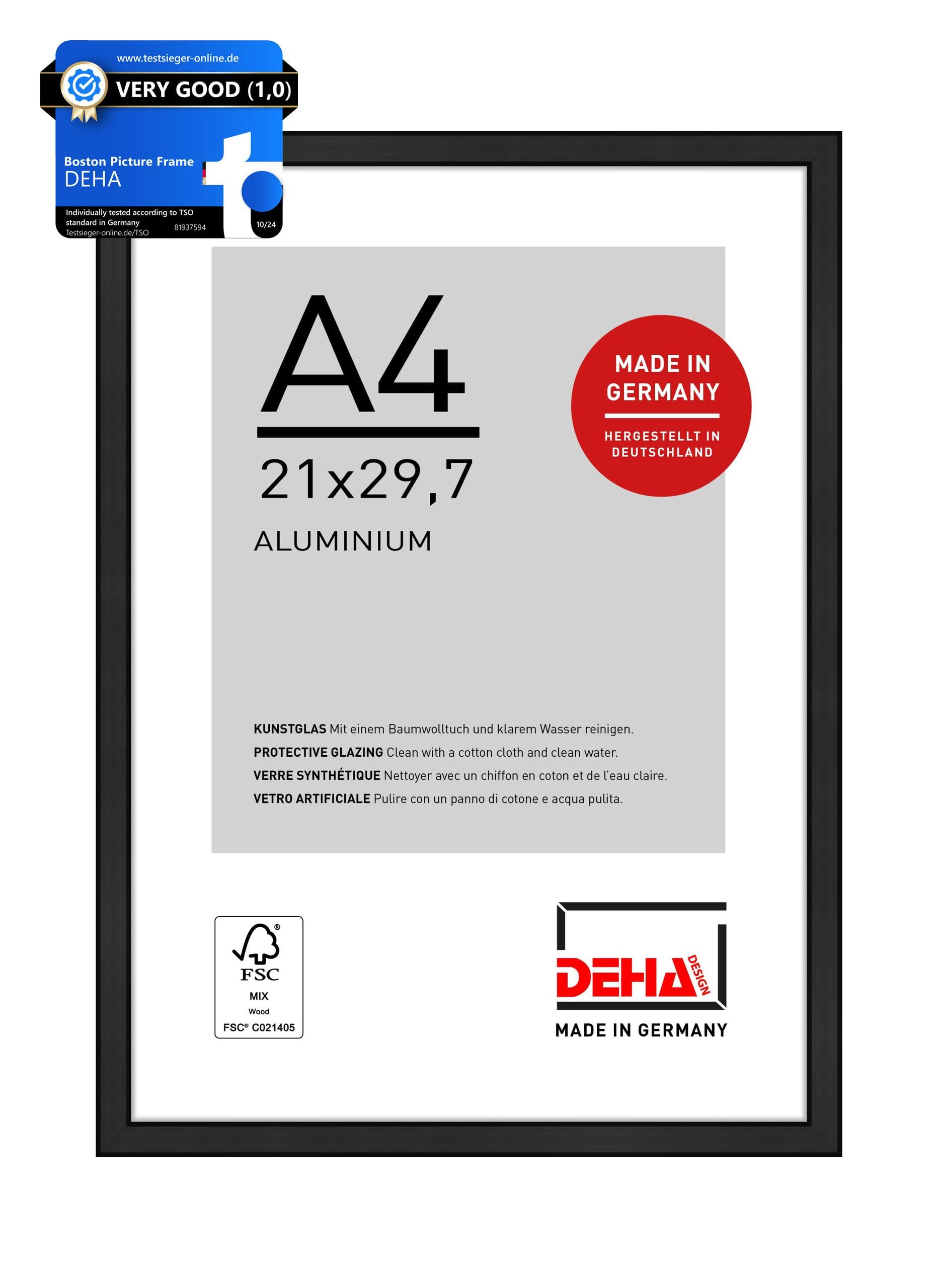 DEHA Design marco de aluminio Boston, 21x29,7 cm (A4), Anodizado negro mate
