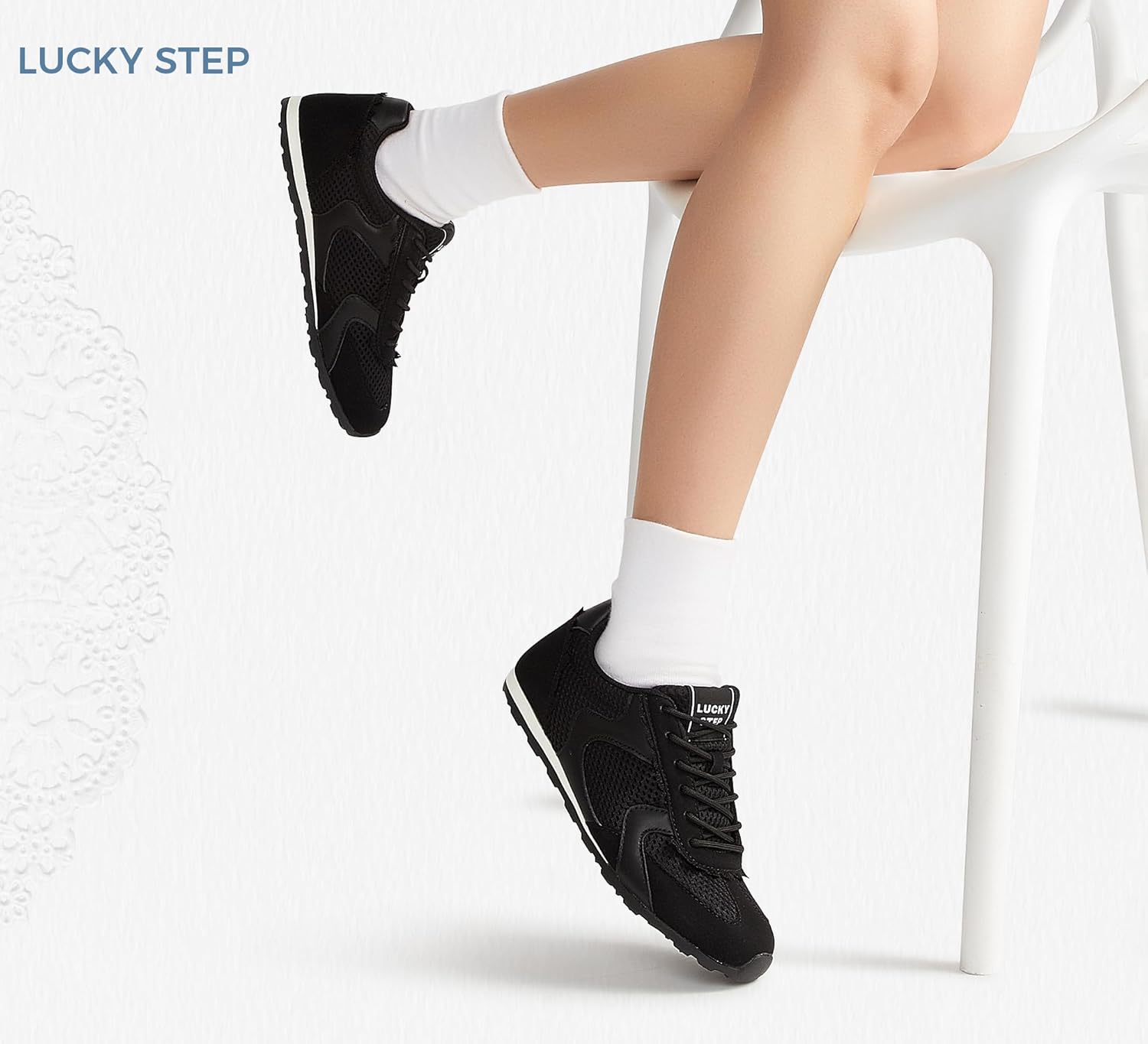 LUCKY STEP Women's Mesh Fashion Sneakers Non Slip Breathable Casual Running Shoes Stylish Retro Lace Walking Sneaker - Image 9
