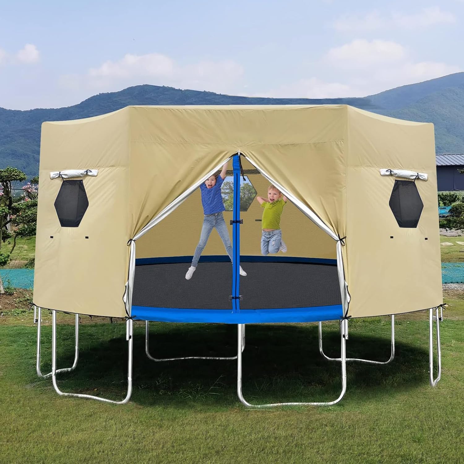トランポリンテント, 日よけトランポリンカバー UVカット, 日除け防水 耐久性 テント 屋外スポーツ ガーデン 芝生 庭用