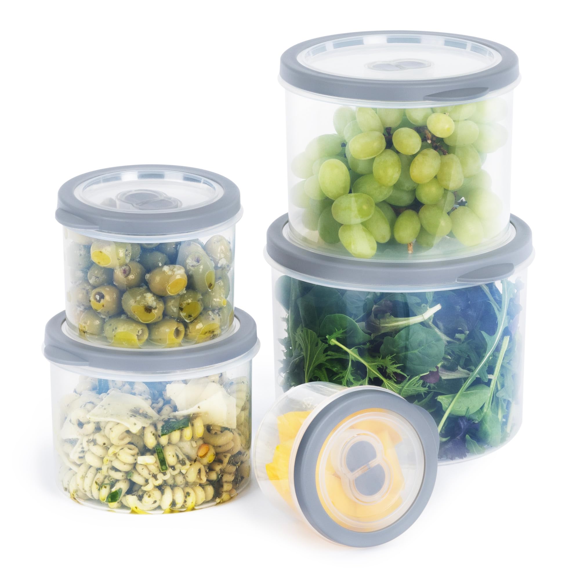 LIVIVO Set of 5 Food Storage Containers - Dark Grey - Plastic