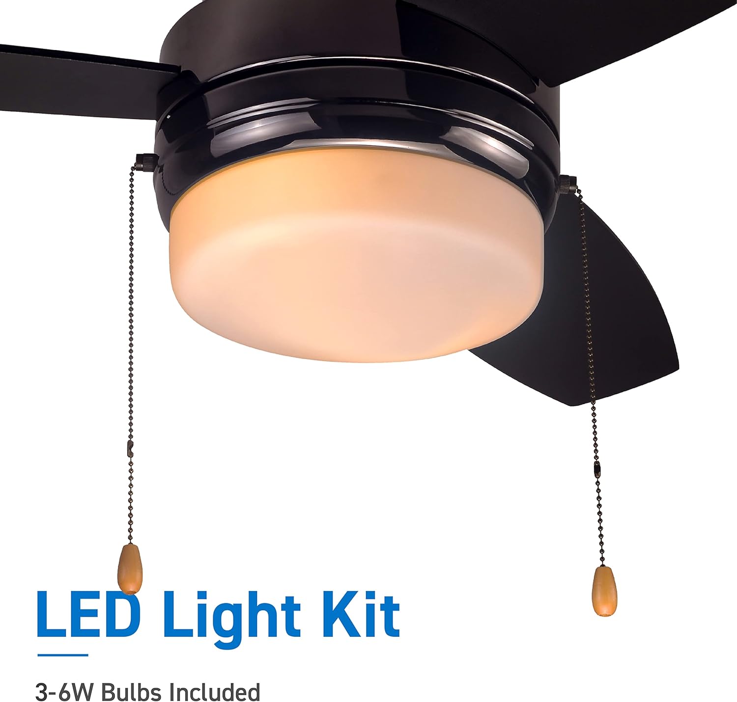 COMMERCIAL COOL 42” Modern Ceiling Fan with Lights, Cools up to 175 Sq. Ft.,Ideal for Medium Sized Rooms,Featuring 3 Air Flow Speeds with Dual Chain,3 Reversible Dual Finish Blades in Black & Graphite
